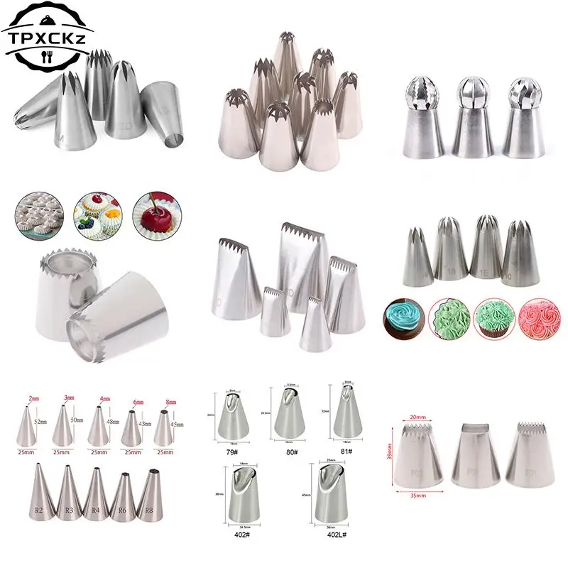 

1set Cakes Decoration Set Cookies Supplies Russian Icing Piping Pastry Nozzle Stainless Steel Kitchen Gadgets Fondant Decor