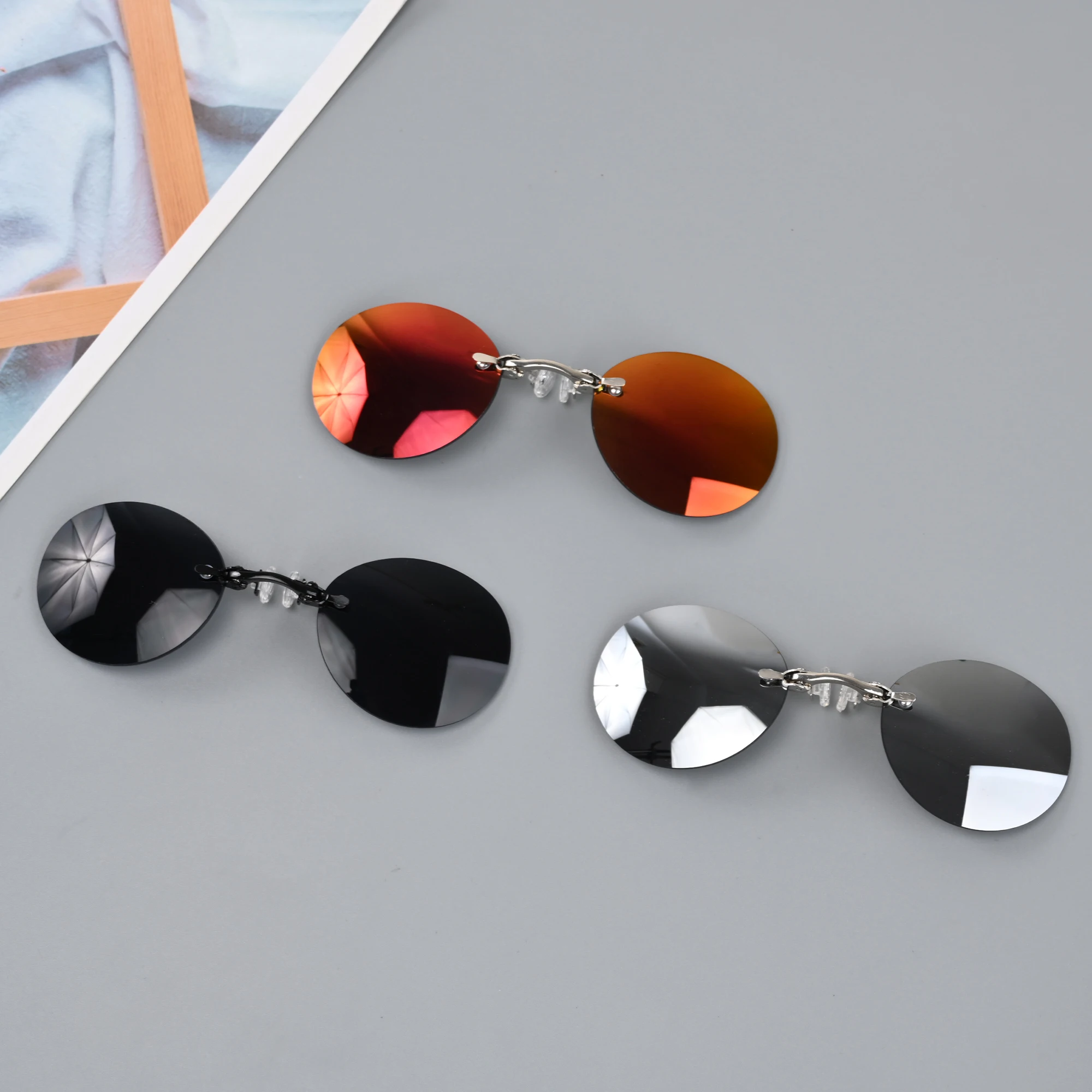 New Clip On Nose Glasses Round Rimless Matrix Morpheus Sunglasses Mini Frameless Vintage Men Eyeglasses UV400