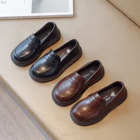 Chaussures en cuir pour enfants de Style britannique pour garçons, mocassins souples rétro noirs pour filles, nouvelle collection printemps 2025 3