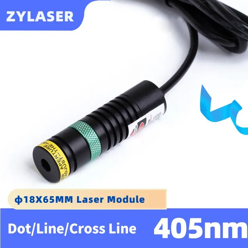 

18X65mm Cross Line/Dot/Line Focusable DIY 405nm Blue Laser Diode Module Locator with Adapter & Holder for Positioning Cutting