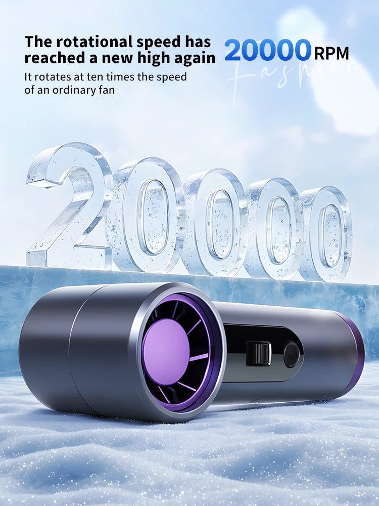 Rechargeable Electric Handheld Fan 199 Speeds Adjustable Portable Outdoor Mini Air Cooling Turbo Fan Personal Fan with Lanyard
