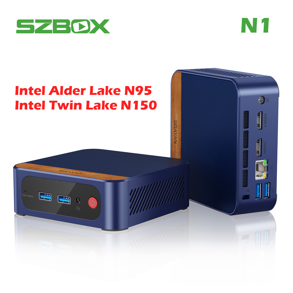 SZBOX N1 Alder Lake N95 Twin Lake N150 Mini PC DDR4 3200MHz 16GB 512GB SSD Windows 11 Pro WIFI BT Desktop Gaming Computer