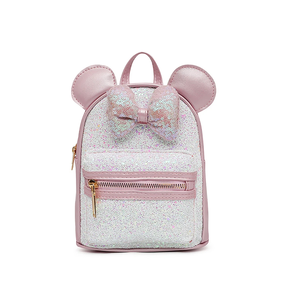 Bow Cute Sequin Backpacks Disney Girls Backpack Kids Fashion