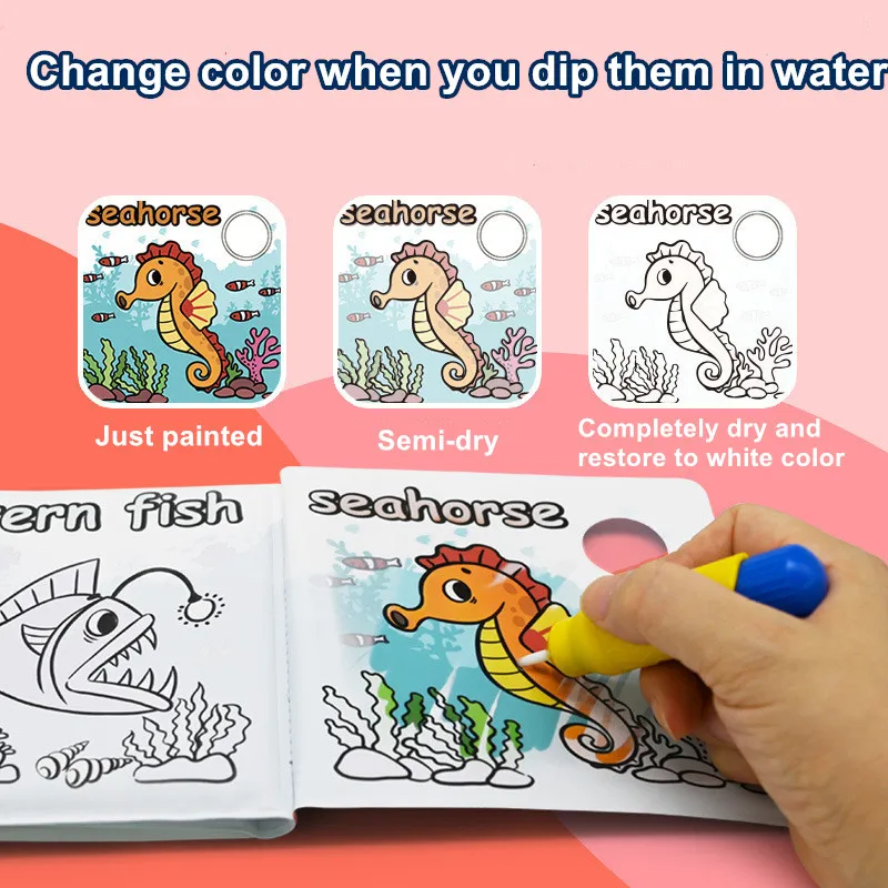 Baby Magic Bath Books with Pen Waterproof Color Changing Bathtub Toys Floating Educational Bath time Toy Books for Toddlers 3