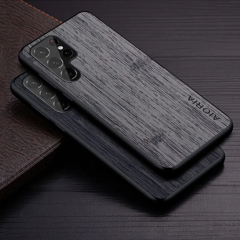 Phone Case Leather Case Leather Phone Case Leather Wallet Case Case for Samsung Galaxy S24 S25 S22 S23 Ultra Plus Edge FE coque bamboo wood pattern Leather cover