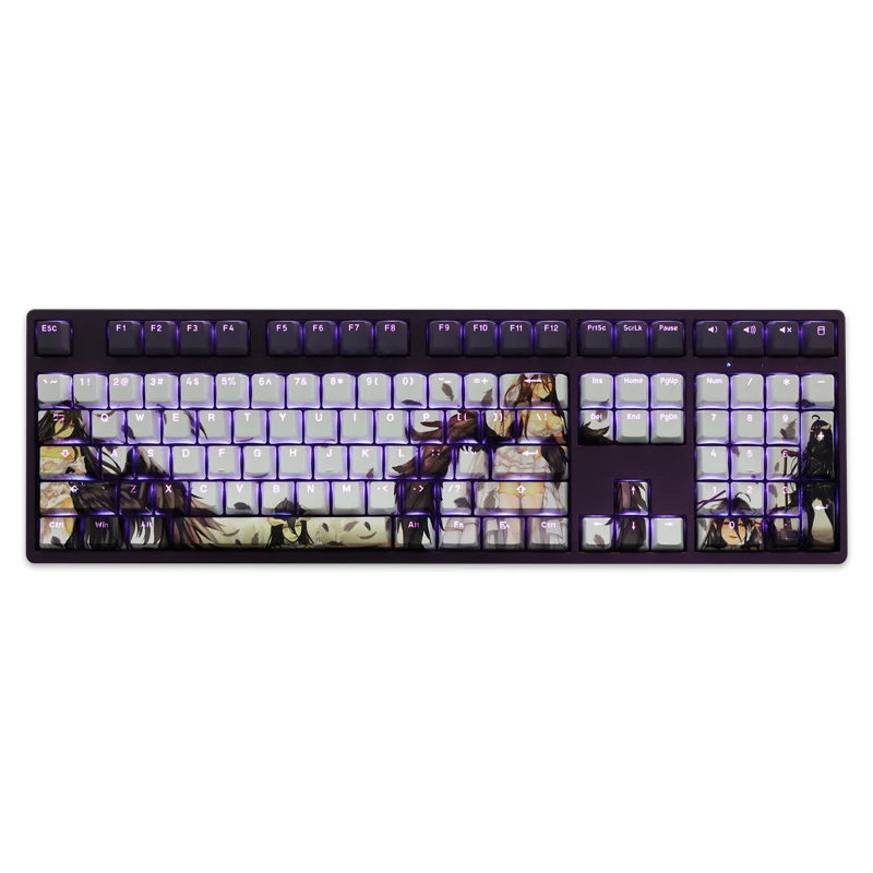 Pbt Cartoon Anime Gaming Key Caps Dye Subbed Keycaps Rgb Faça Você Mesmo Keycap Backlit para Overlord Albedo 108 Chaves Set - Imagem 4