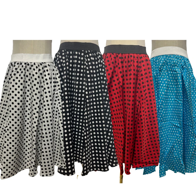 

Women Runway Vintage Rockabilly Womens Pinup 50s Skirts High Waist Polka Dots Red Black Skirt