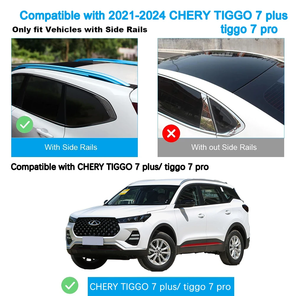 Рейки на крышу для CHERY TIGGO 7 plus/ tiggo 7 pro [2021-2024] DE, боковые рейки из алюминиевого сплава, поперечные рейки, багажник на крышу, багажник