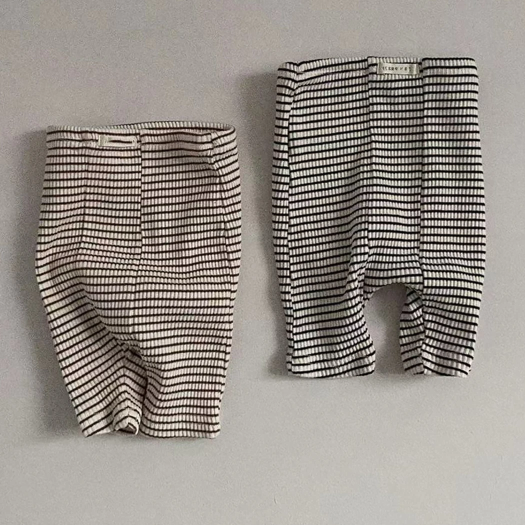 Adorable Baby Boys Stripe Pants Spring Summer Cotton Ribbed Infant Kids Pants for Toddler Girls Clothing Children Bloomers 0-24M