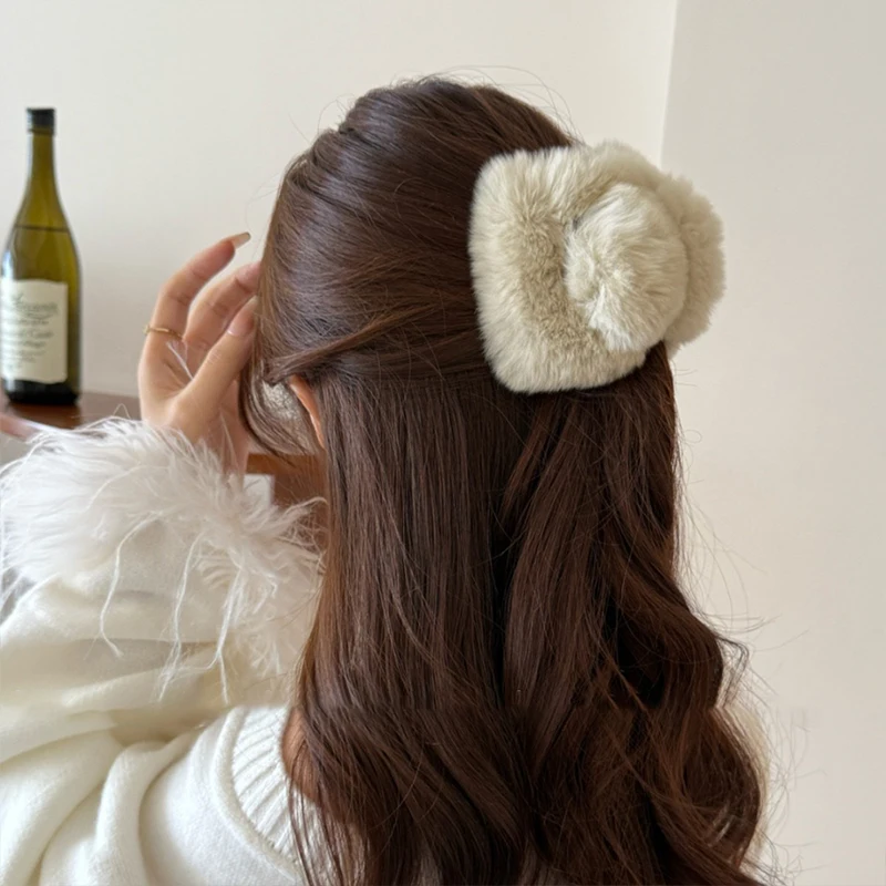 Plüsch-Haarklammer für Herbst und Winter im koreanischen Stil, Hai-Clip für den Hinterkopf, flauschige Haarspange mit Leopardenmuster, Zugang zu Fellhaaren – Detail 3