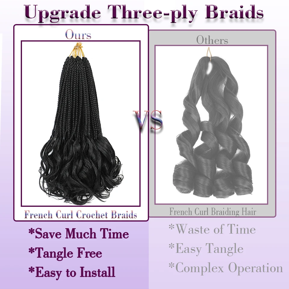 14” French Curls Braiding Hair Pre Braided Synthetic Box Braids Crochet Curl Ends French Curl Crochet Braids for Women And Kids 4