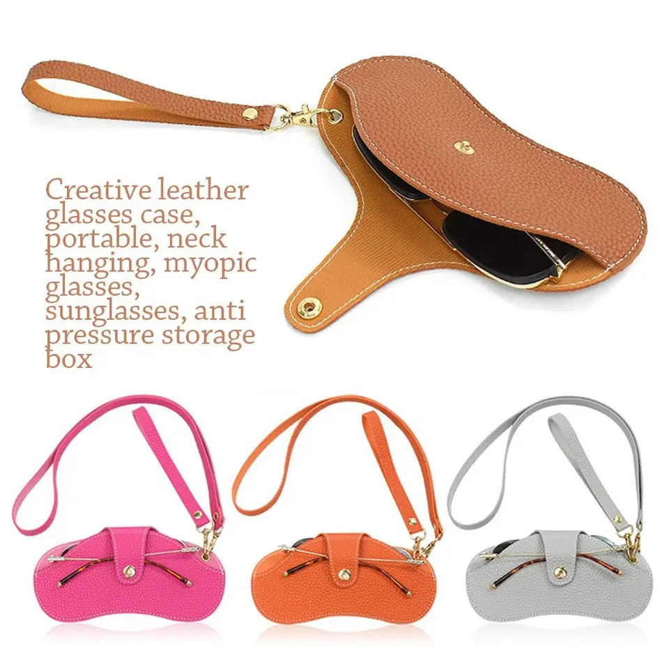 Pu Lederen Bril Case Houder Draagbare Slanke Zonnebril Pouch