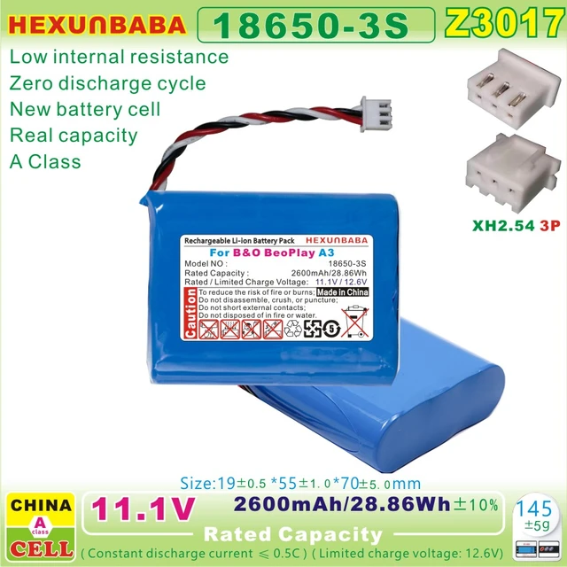 11.1v 2600mah 3s1p 18650 batería recargable de iones de litio, con PCB Ntc  y conector