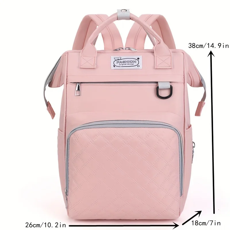 Outdoor Solid Color Mommy Backpack, Functional Nylon Diaper Daypack, Nappy Mommy Knapsack