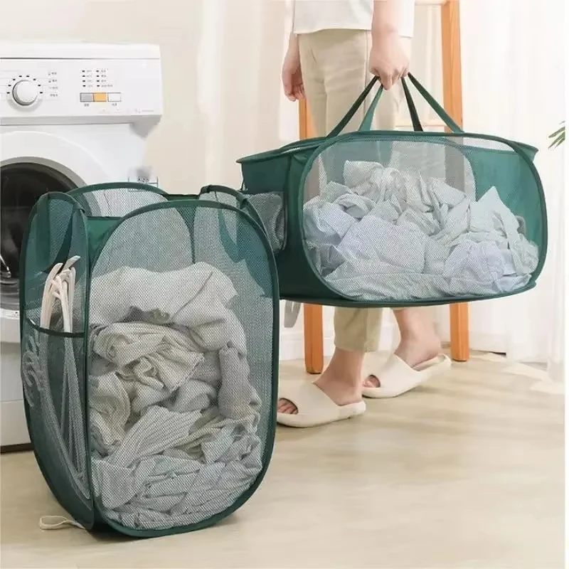 Large-capacity Laundry Basket Capacity Foldable Laundry Basket with Handle for Easy Carrying Breathable Mesh Dirty