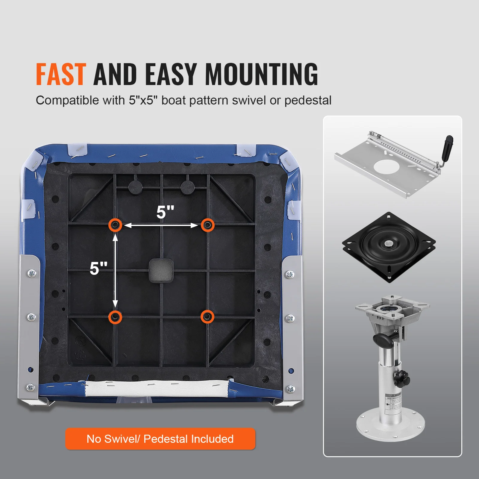 SucceBuy Boat Seat 18.9" Low Back Boat SeatFolding Boat Chair with Thickened Sponge Padding & Hinge Fold-Down Boat Captain Chair
