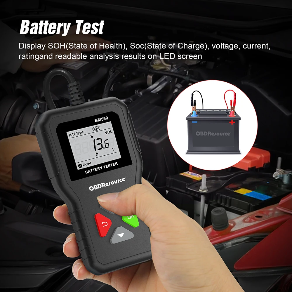 Car Battery Tester 100-2000 CCA 6V 12V 24V Tester Analyzer BM550