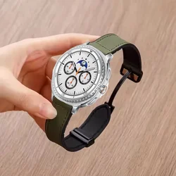 Fashion Magnetic Silicone - Leather Band Bracelet - Premium Style - Watch 8 Classic 46mm (Green)