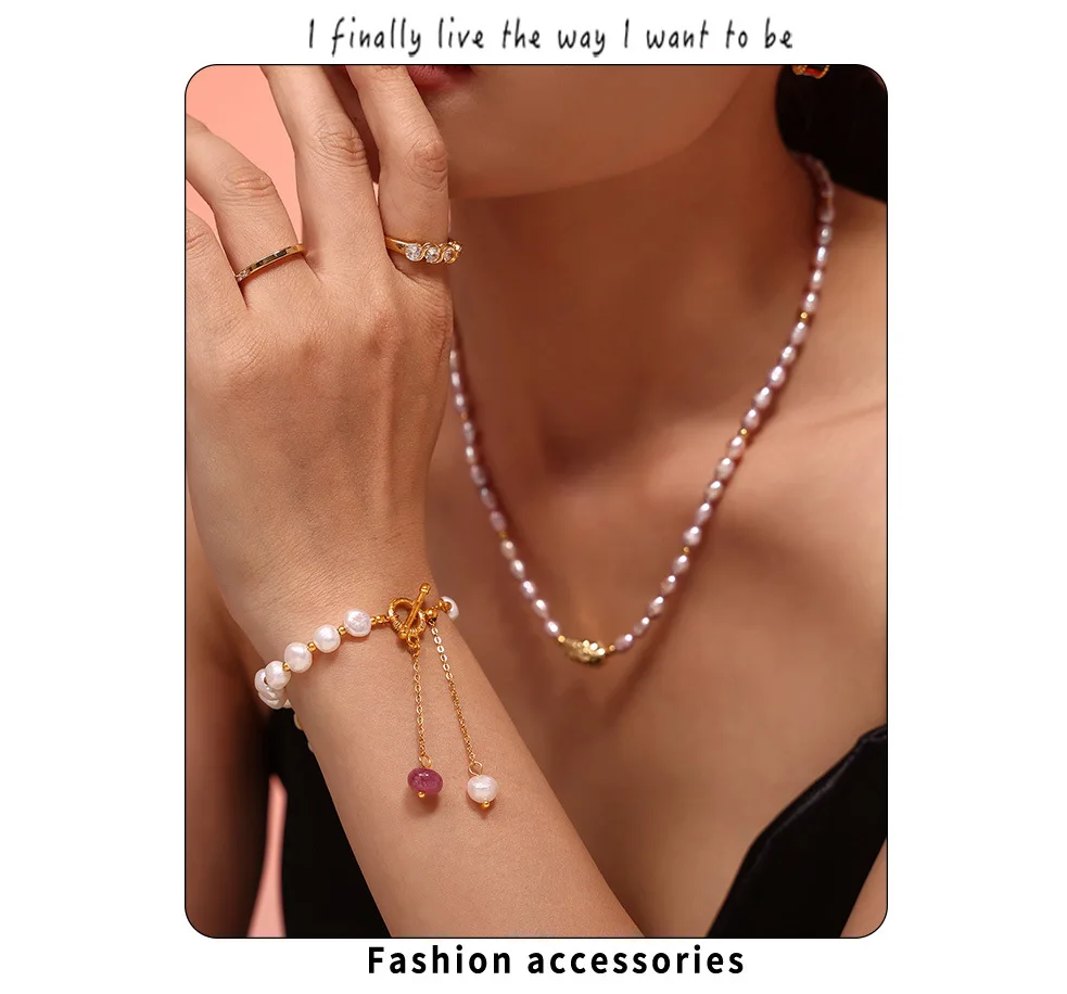 Mode Süßwasser Perle Edelstahl Armband für Frauen ohne Verblassen Natur Steine Luxus Schmuck Geschenk Großhandel – Detail 1