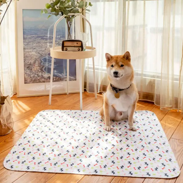 1pcs Reusable Pet Urine Pad Washable Dog Cat Diaper Mat 3 Layer Absorbent Dogs Diapers Pads Bone Paw Print For Sofa Bed Floor 2