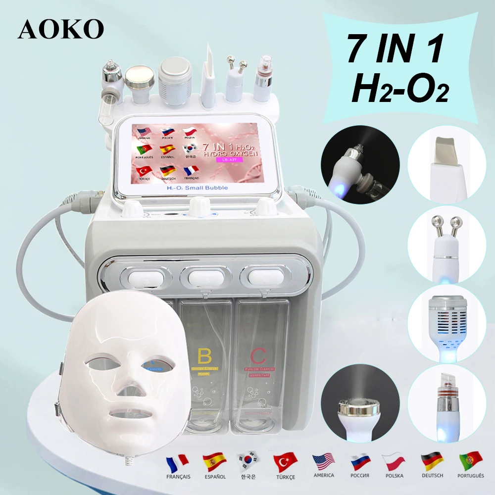 

7 in 1 Hydro Dermabrasion Facial Machine Water Oxygen Small Bubble H2O2 Microdermabrasion Aqua Peel Deep Cleansing Beauty Device
