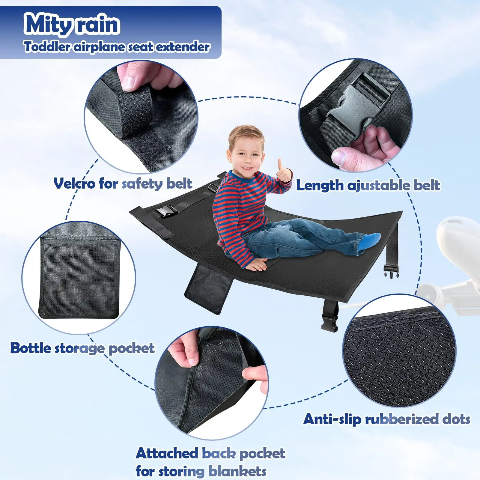Upgraded Child Aircraft Hammock Child Aircraft Seat Extension Pad Portable Seat Cushion Hammock Chair