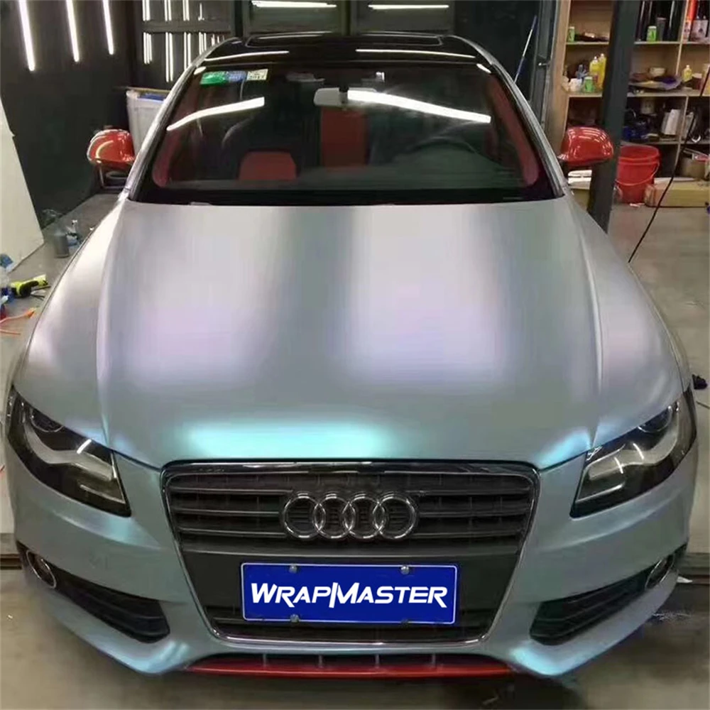 

Vehicle Vinyl Wrap Glitter Chameleon Wrap Protective Film For Cars Ash to Blue