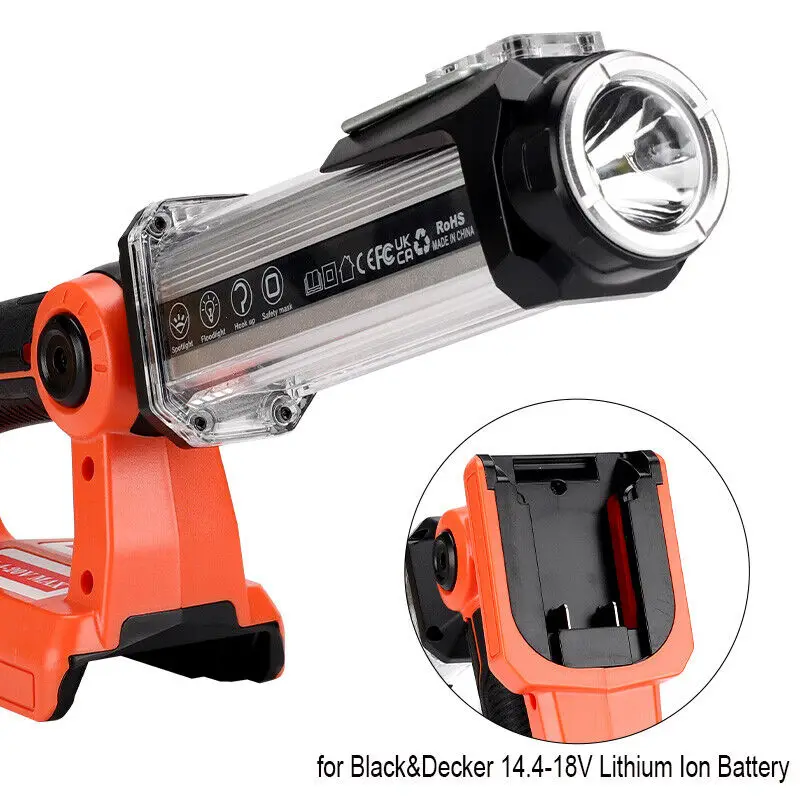 35W 2000LM Flashlight for BLACK+DECKER 20V Max Li-ion Battery Cordless LED Work