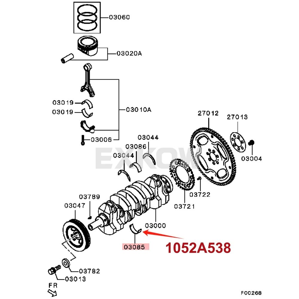STD LWR 크랭크축 베어링, 미쓰비시 랜서 아웃랜더 II III ASX RVR 델리카 D:5 4B10 4B11 4B12 4J10 4J11 1052A538