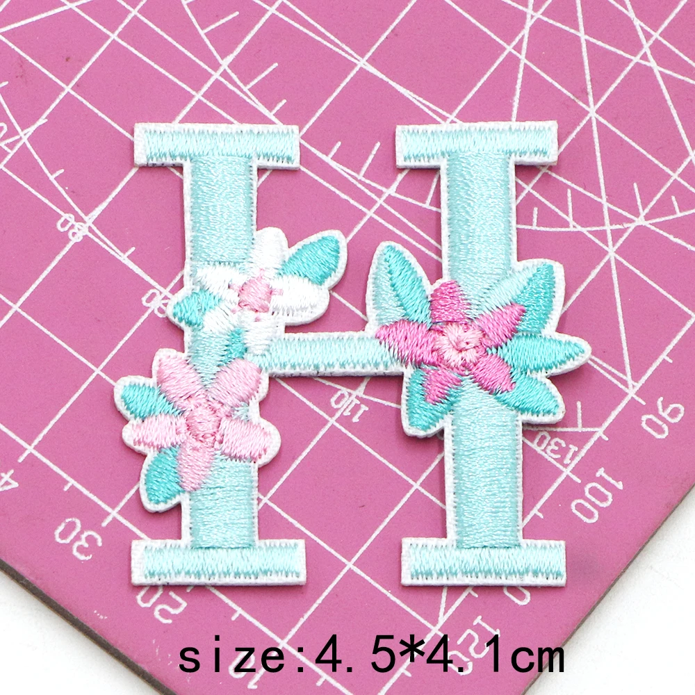 1 Stück 1,77 Zoll Buchstaben-Blumen-Applikationen, Bunte Buchstaben-Patches zum Aufnähen, Reparatur-Patches für Kleidung, Taschen, DIY-Basteln – Detail 12
