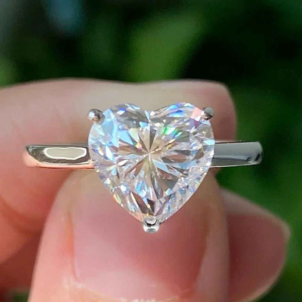 1/2/4carat Moissanite Engagement Rings with Certificate 925 Sterling Silver Heart Cut Solitaire Diamond Wedding Ring for Women 2