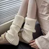 Autumn and Winter Leg Warmers Japanese Metal Label Socks Female Knitted Warm Foot Cover White Black Y2K Stockings Leg Warmers 3