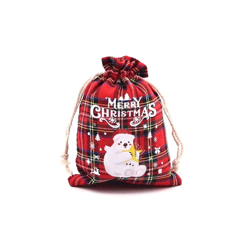 4Pcs/Lot Christmas Gift Bags Small Candy Gift Bag Xmas Drawstring Pouch Party Favor Bags Christmas Party Supplies