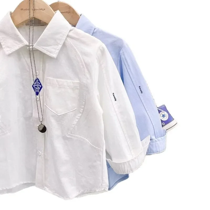 Spring autumn kids casual long sleeve baby shirt boys school style retro fashionable clothes baby clothing