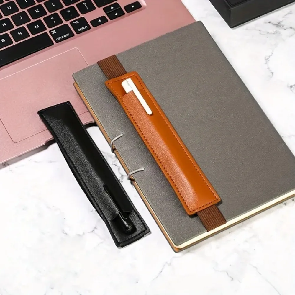 1pc Leather Adjustable Elastic Band Pen Holder, Pen Pouch For Planner, Pen Holder For Notebook, Notebook Pen Holder