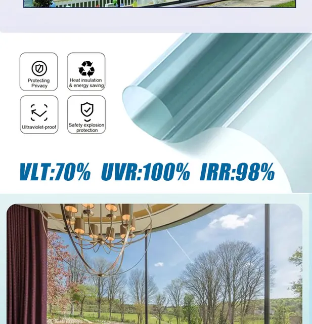 Película Tintada Para Ventana De Automóvil De 20 Pulgadas X 100 Pies, 2 Capas De Alto Rendimiento Teñida Con 35% De VLT, Tinte Negro De Privacidad Para Ventanas Para El Hogar