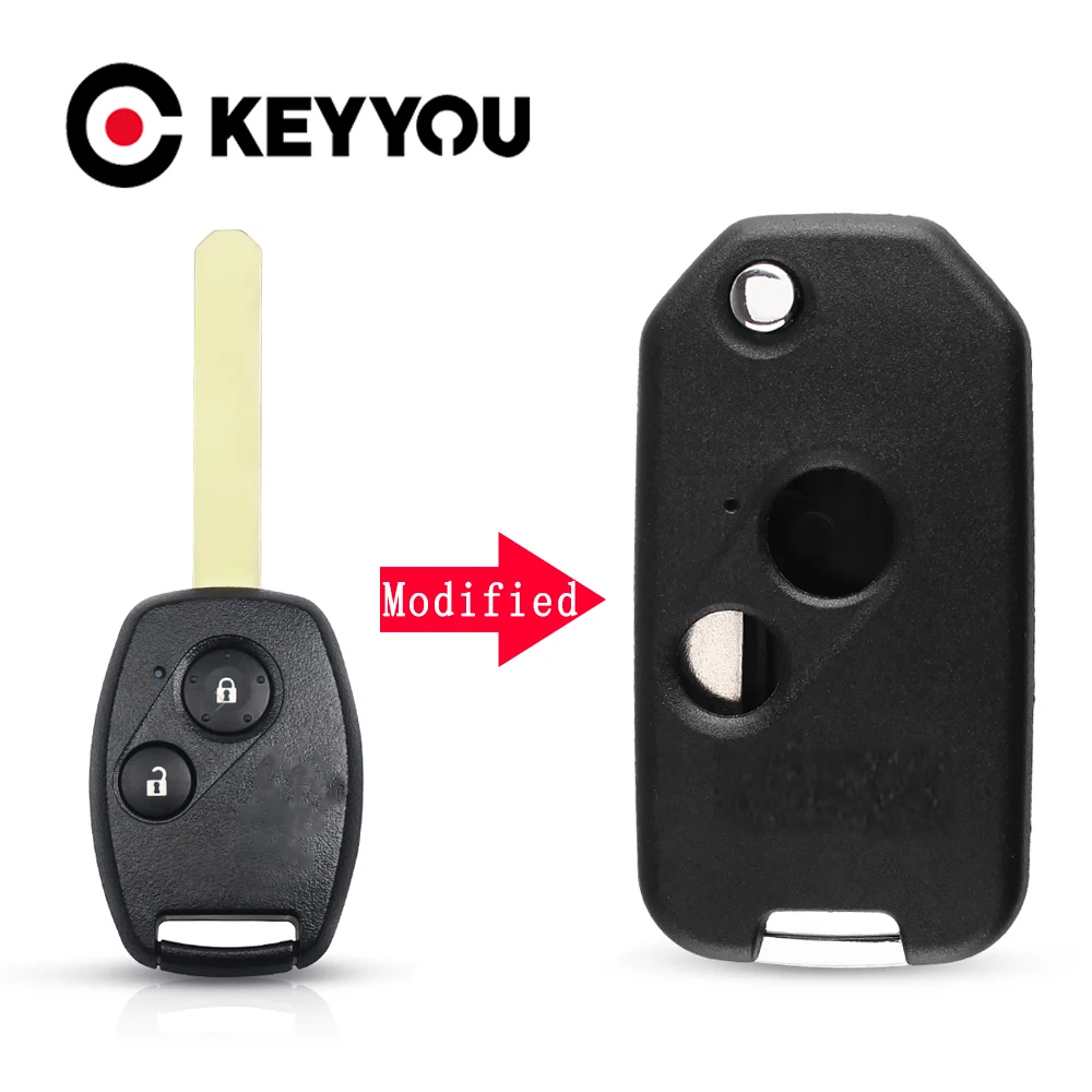 KEYYOU 10x 2 Buttons Modified Flip Folding Remote Car Key Shell Case