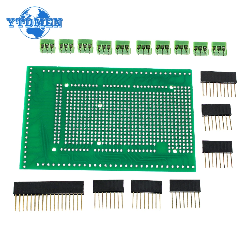 Compatible with MEGA2560 Double sided PCB Prototype Screw Terminal Block Shield Board Kit, for Arduino Mega 2560 R3