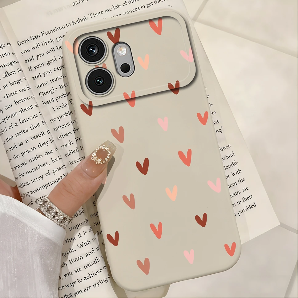 Multicolor Hearts Print Liquid Silicone Soft Shockproof Protective Phone Case