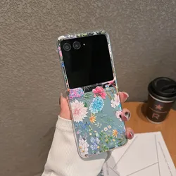 Floral Transparent Shockproof Hard Case with Bracelet for Razr 40Ultra (B)