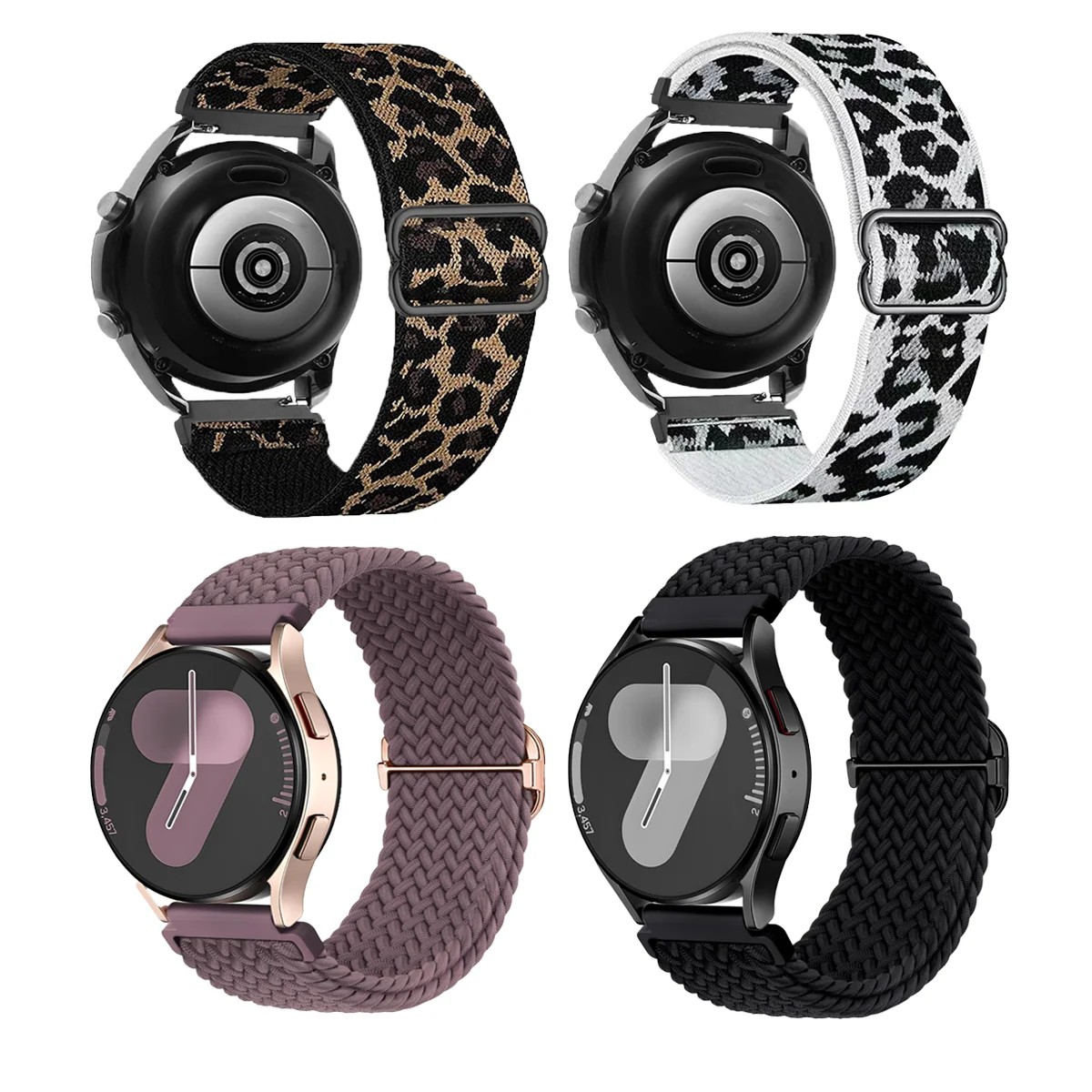 Versatile Nylon Braided Elastic Watch Strap - 4 Pack (18/20/22mm)