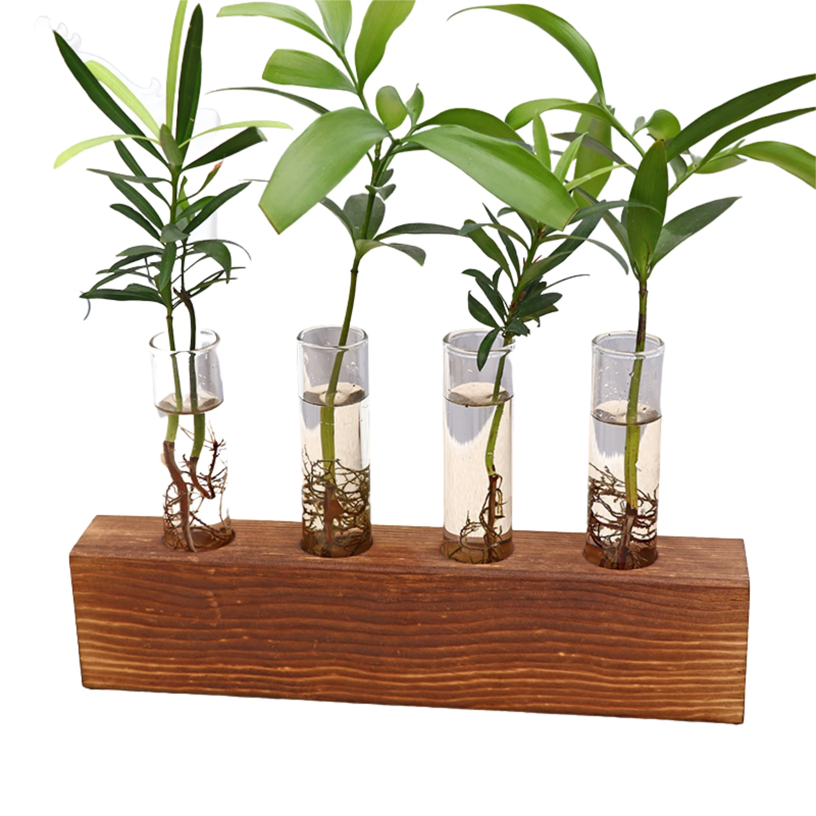 

Plant Propagation Station Rack Wooden Stand With Test Tube Desktop Hydroponics Terrarium 3/4 Tube Planter Glass Vase For Home De