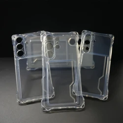 Crystal Clear Shockproof TPU Phone Case with Card Slot and Hanging Rope Hole - Galaxy S23 Ultra (Clear)
