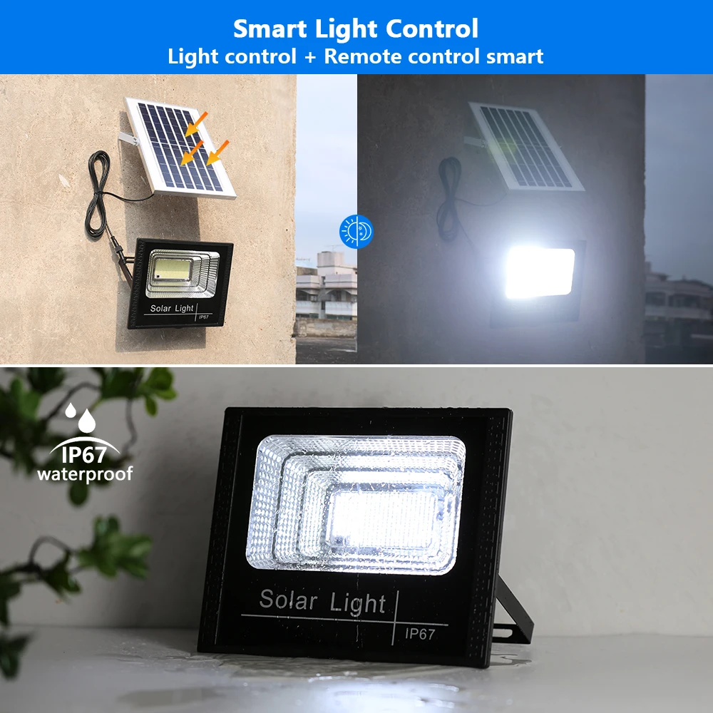 100W Solar LED Floodlight With Remote – Outdoor Waterproof Wall Lamp For Garden