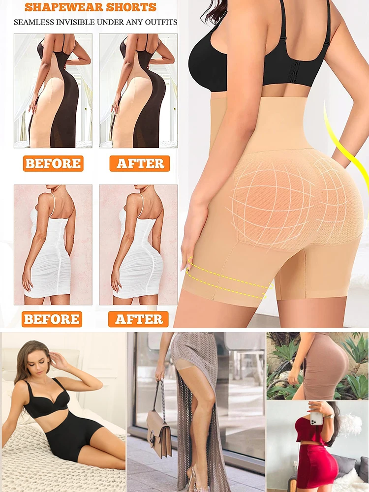 MISSMOLY High Waisted Butt Lifter Padded Shapewear Shorts Slimming Body Shaper Seamless Booty Pads Hip Enhancer Control Panties