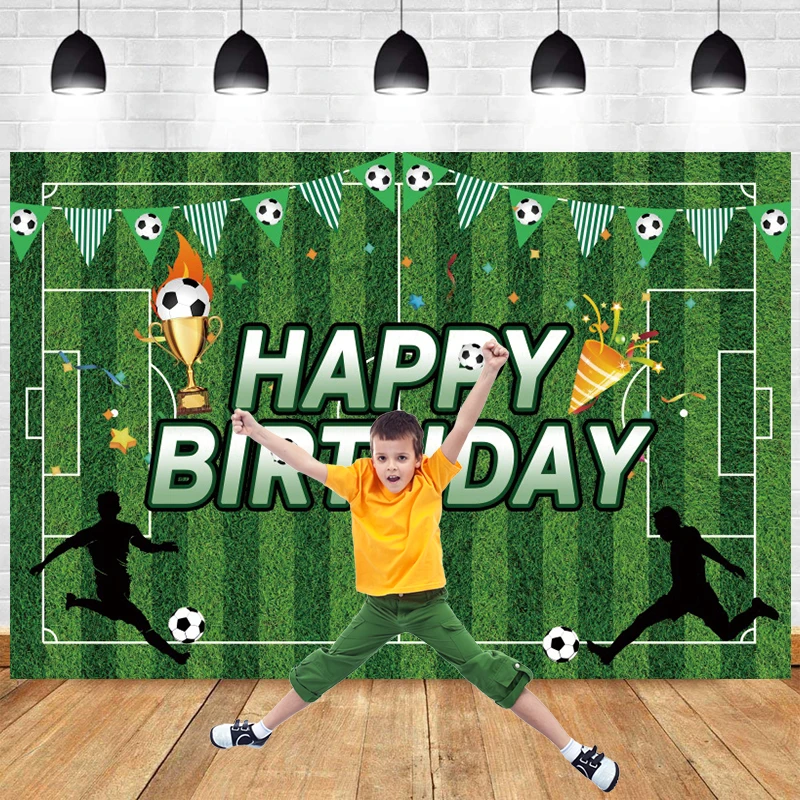 

Soccer Backdrop for Birthday Football Field Stadium Kids Boy Party Decor Smash Cake Photography Background Vinyl Banner Props