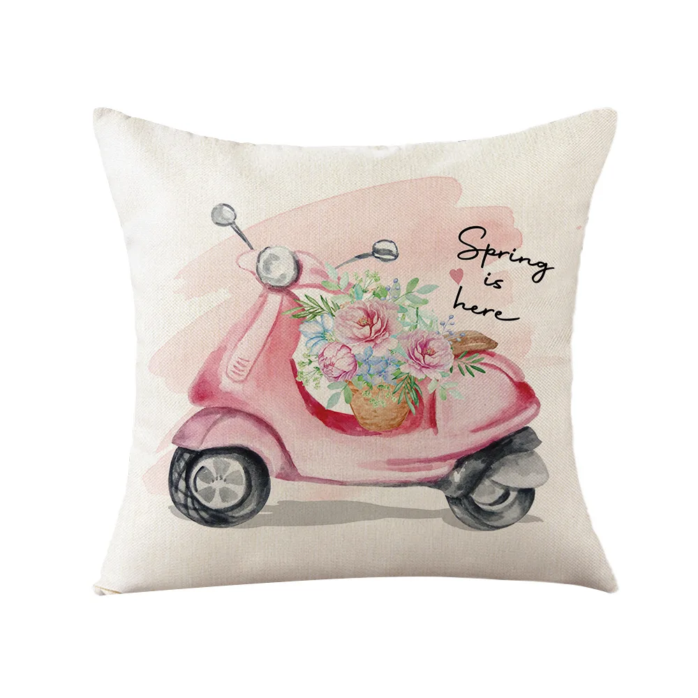 Spring Home Decorative Cushion Cover Flowers Printed Pillow Cover Farmhouse Party Couch Car Decor Throw Pillow Cover Cushion Covers Pillow Case Pillow Covers Cushion Cover 45x45cm