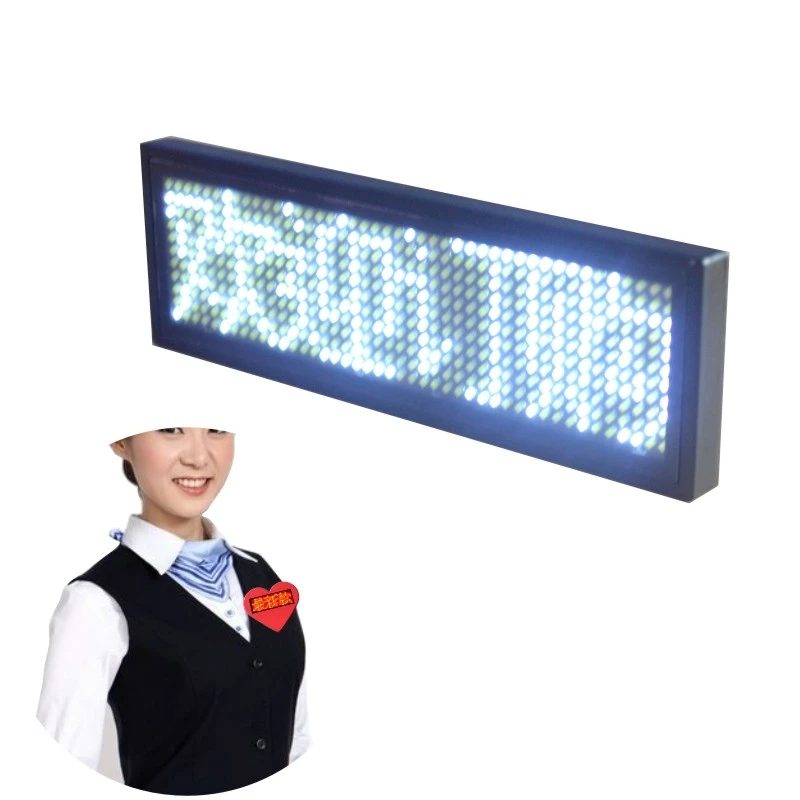 Bluetooth Led Name Tag, Wireless Rechargeable LED Badge Scrolling Message  Display Programmable Business Badges with Magnet and Pin(Blue)