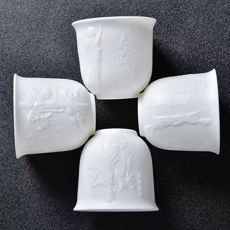 High Quality White Bone China Tea Cup Goat Fat Jade Ceramic Tea Cup Teacup Cute Cups and Mugs Japanese Mug Jingdezhen Teacups