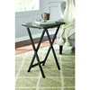 Indoor Folding Table Set of 4 in Black L19 x W15 x H26 inches. 4 Tables+1 Rack Stand. 2